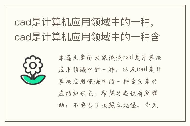 cad是计算机应用领域中的一种，cad是计算机应用领域中的一种含义是