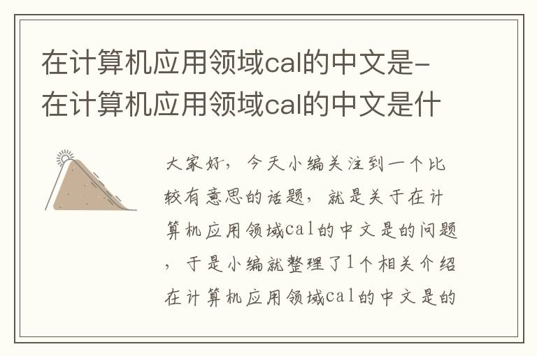 在计算机应用领域cal的中文是-在计算机应用领域cal的中文是什么意思