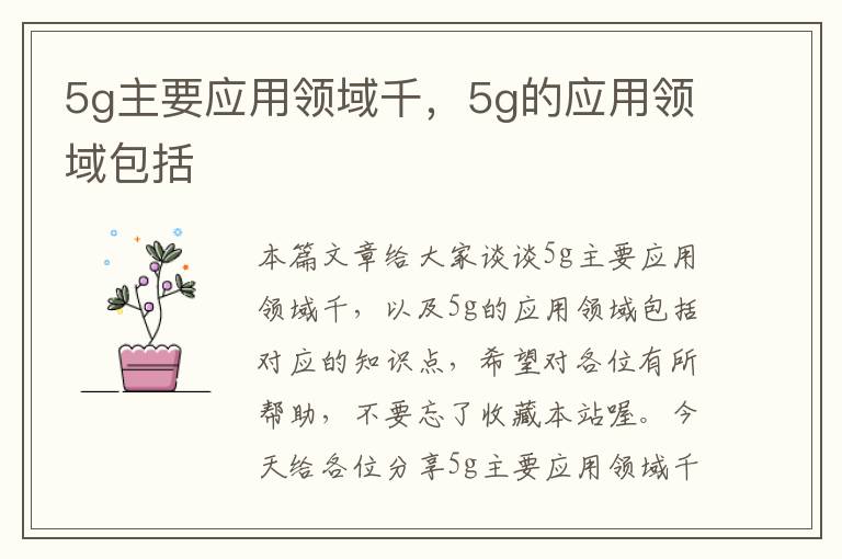 5g主要应用领域千，5g的应用领域包括