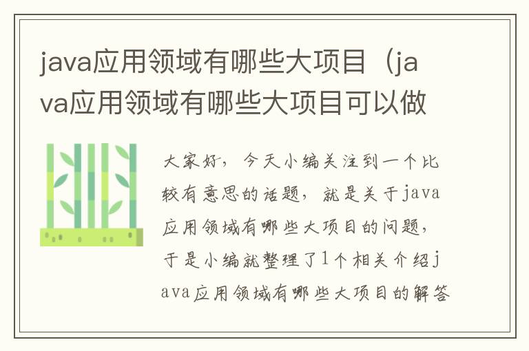 java应用领域有哪些大项目（java应用领域有哪些大项目可以做）