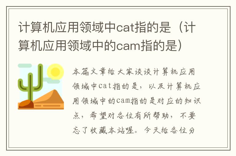 计算机应用领域中cat指的是（计算机应用领域中的cam指的是）