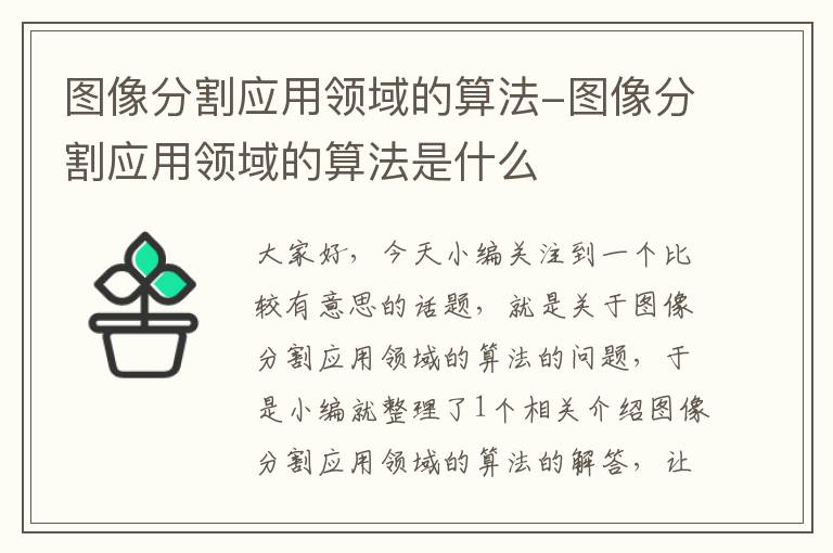 图像分割应用领域的算法-图像分割应用领域的算法是什么