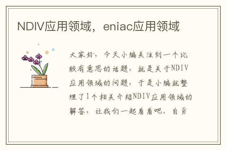 NDIV应用领域，eniac应用领域