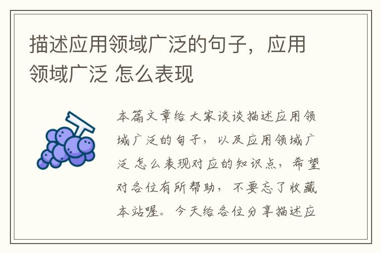 描述应用领域广泛的句子，应用领域广泛 怎么表现