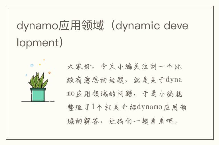 dynamo应用领域（dynamic development）