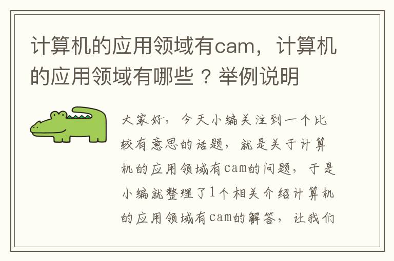 计算机的应用领域有cam，计算机的应用领域有哪些 ? 举例说明