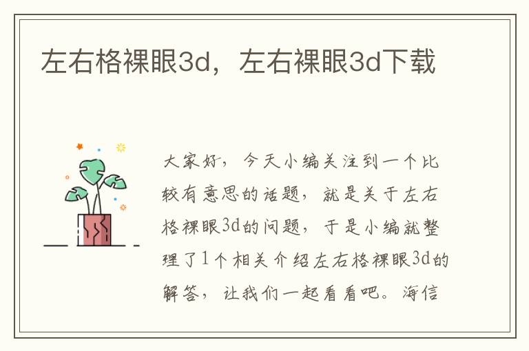 左右格裸眼3d，左右裸眼3d下载